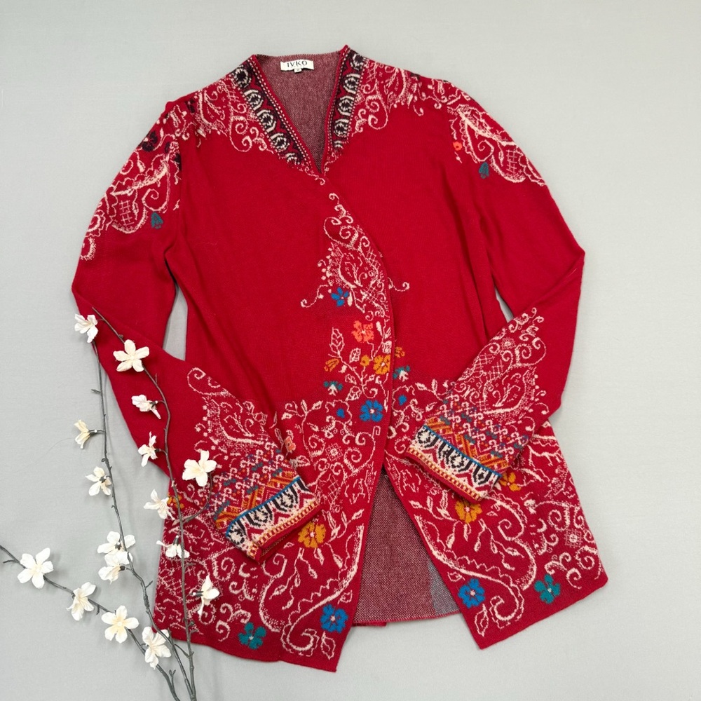 IVKO Merino Wool Jacquard Sweater Jacket – “Andalusia Pattern” EU 38 (US 8), M